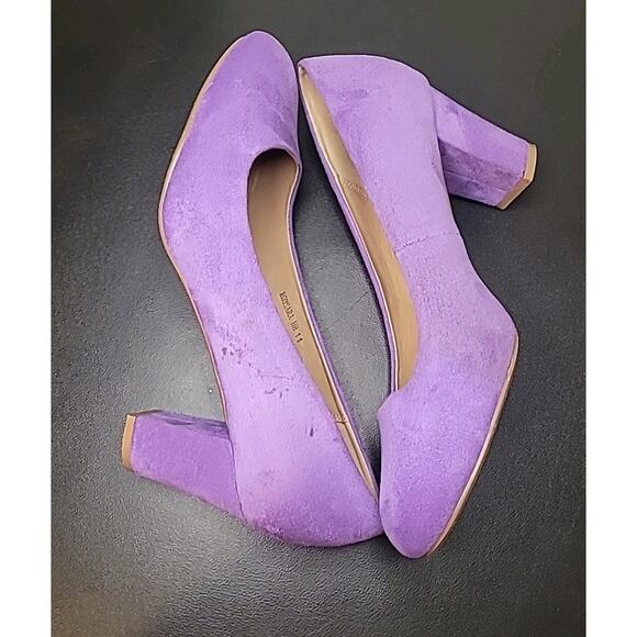 IDIFU RO2 Purple Suede Pumps Women’s 11 Mid Chunky Heel Retro 80s 90s GUC - Picture 8 of 9